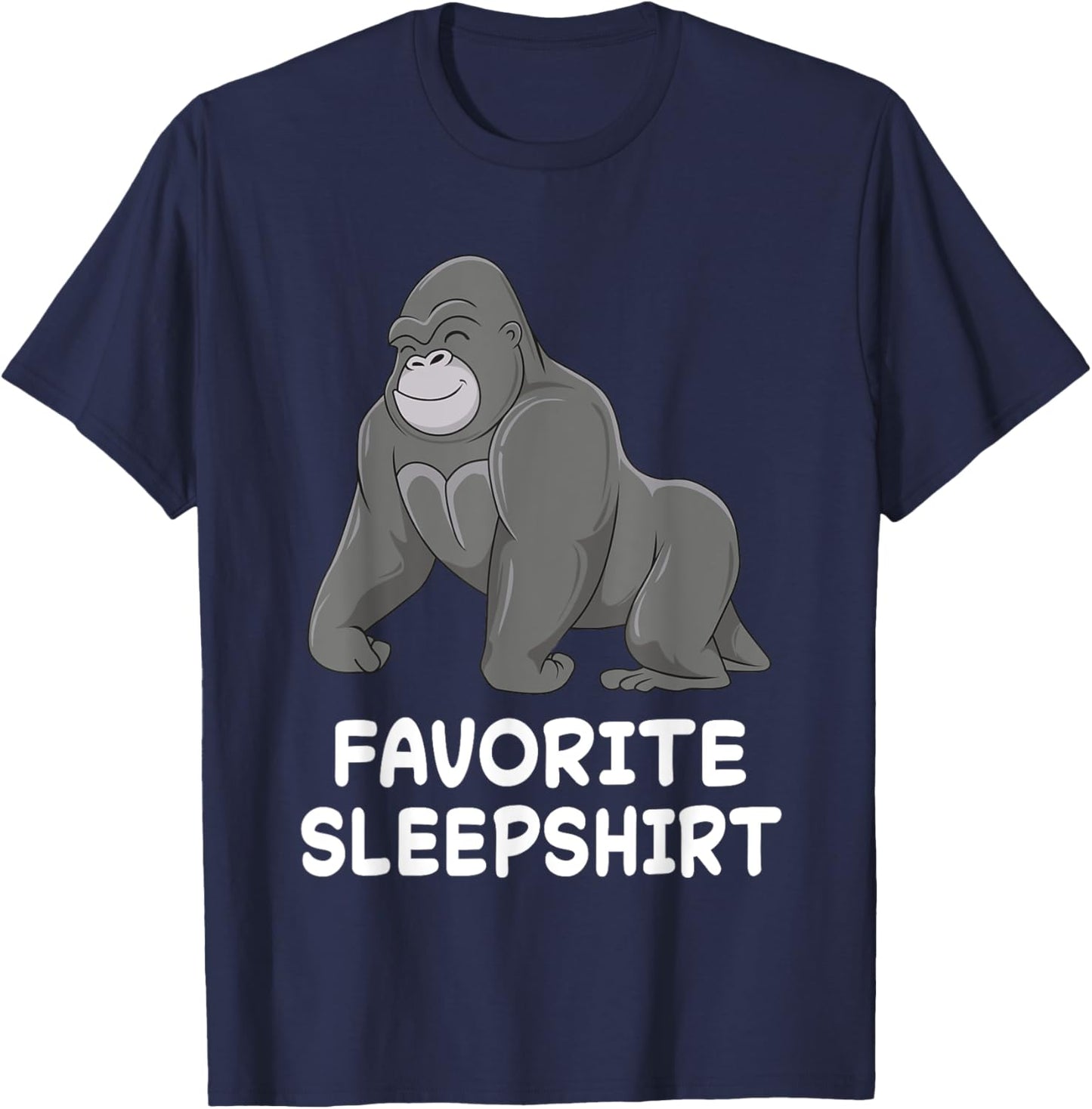 Gorilla Monkey Gorillas Nap Sleeping Sleep Pajama Nightgown T-Shirt - T-Shirt | Navy