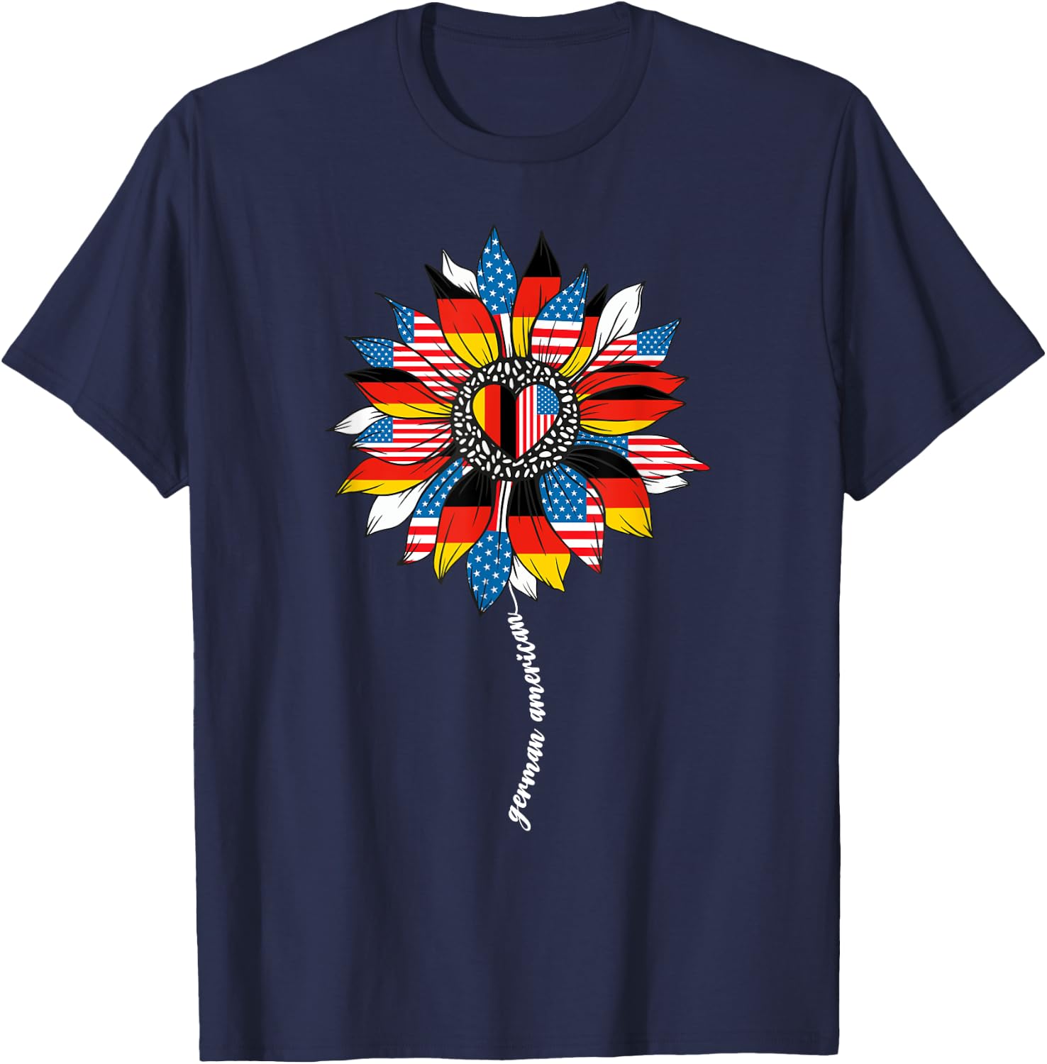 Half German And American Germany Usa Flag Girl Deutschland T-Shirt - T-Shirt | Navy