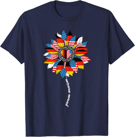 Half German And American Germany Usa Flag Girl Deutschland T-Shirt - T-Shirt | Navy