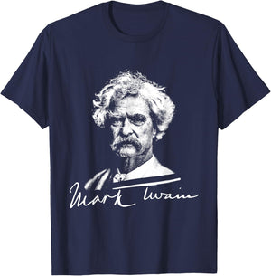Mark Twain Old Gentleman Vintage Art T-Shirt - T-Shirt | Navy
