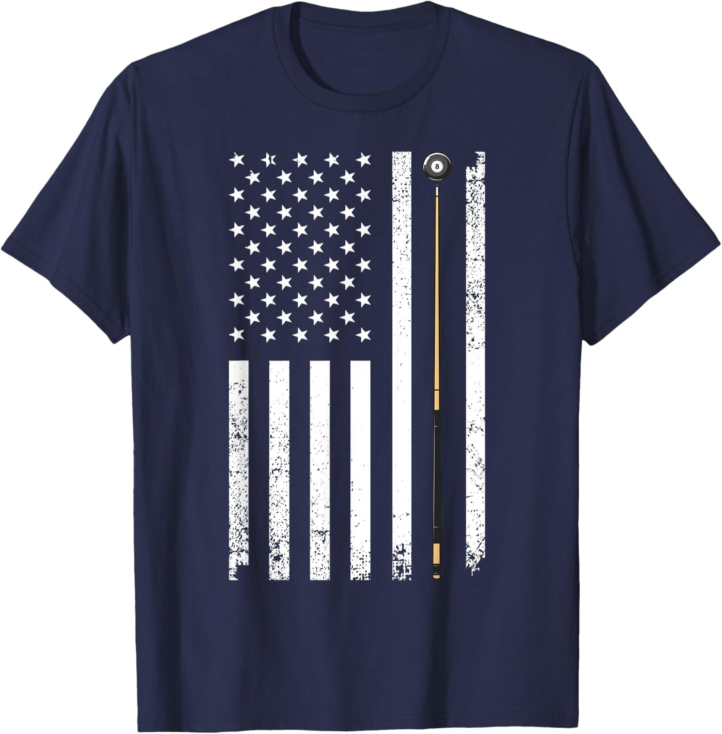 Funny US Flag Billiards Design Women Billiard Player T-Shirt - T-Shirt | Navy