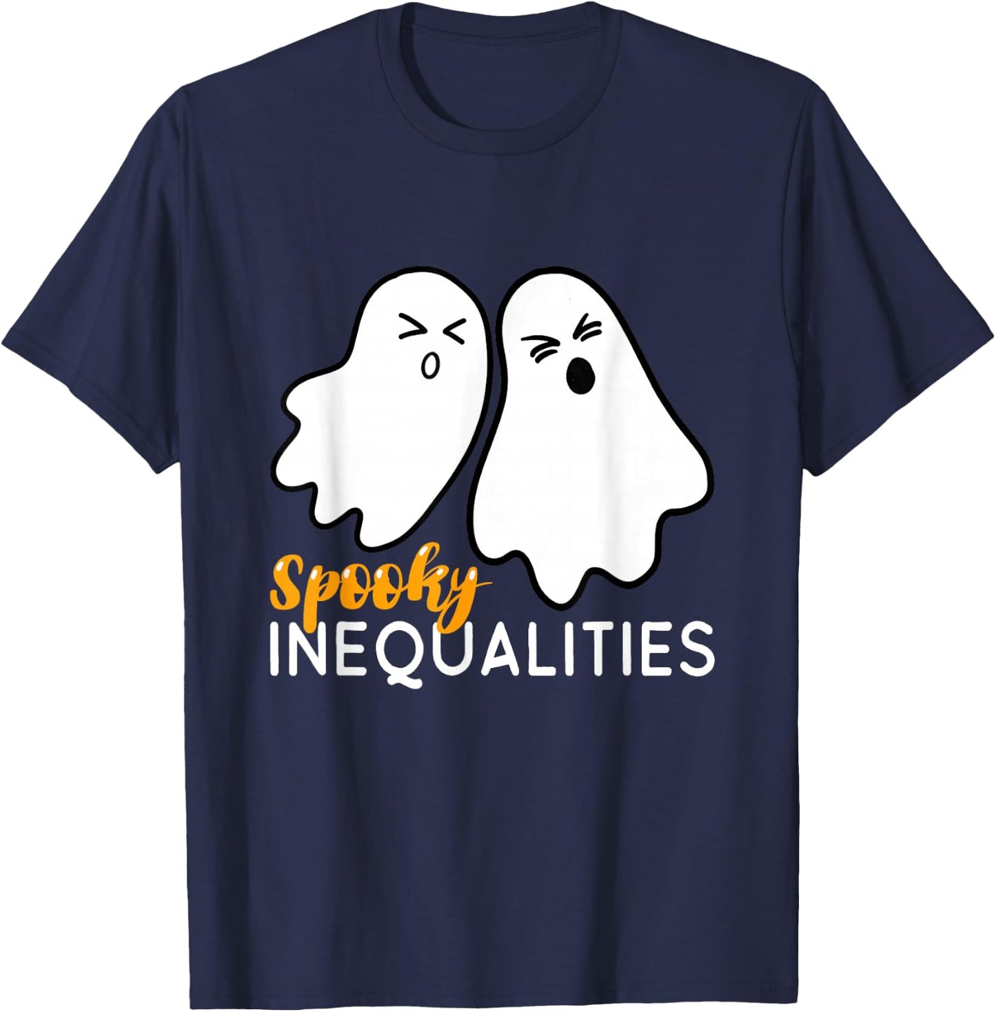 Spooky Inequalities Ghosts - Halloween Math Teacher T-Shirt - T-Shirt | Navy