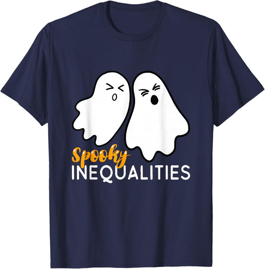 Spooky Inequalities Ghosts - Halloween Math Teacher T-Shirt - T-Shirt | Navy