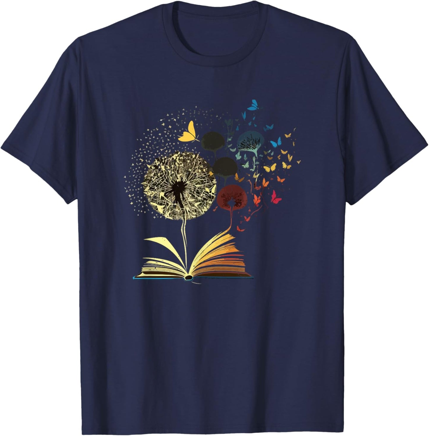 Dandelion Book Funny Bookworm Reading Lovers Nerd Geek Humor T-Shirt - T-Shirt | Navy