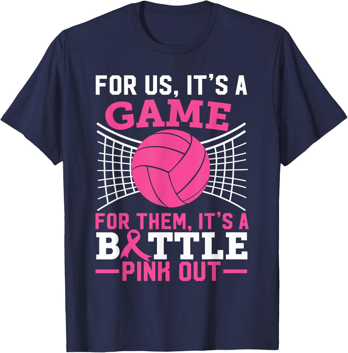 Pink Out Breast Cancer Volleyball Ball Lover Women Teen Girl T-Shirt - T-Shirt | Navy