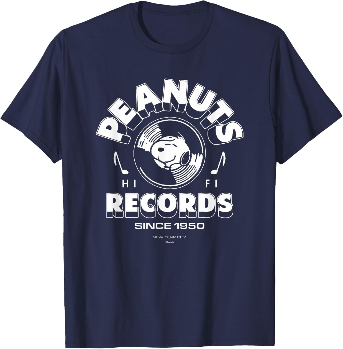 Peanuts - Peanuts Record Snoopy Vinyl T-Shirt - T-Shirt | Navy