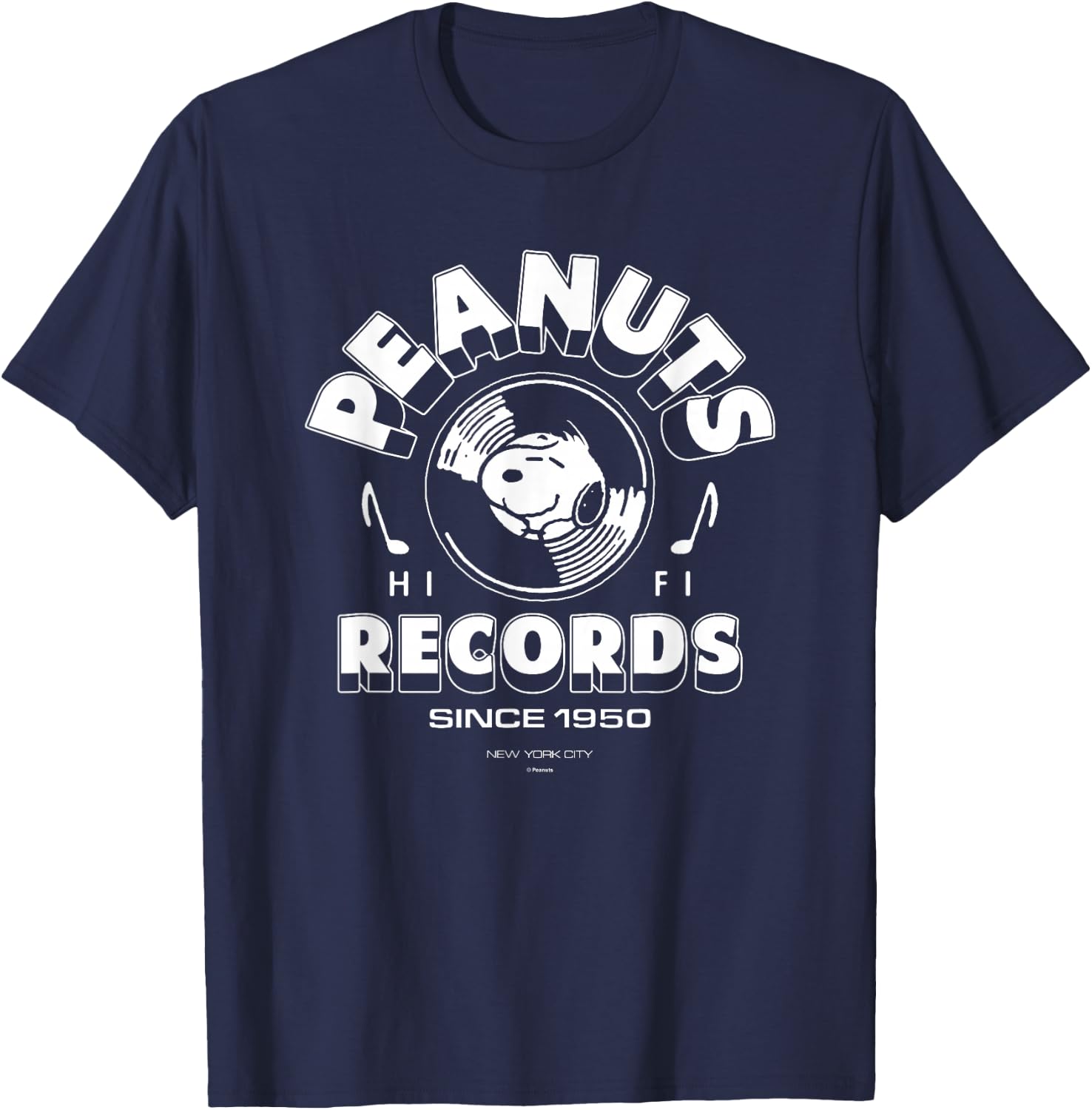 Peanuts - Peanuts Record Snoopy Vinyl T-Shirt - T-Shirt | Navy