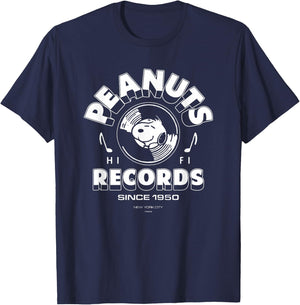 Peanuts - Peanuts Record Snoopy Vinyl T-Shirt - T-Shirt | Navy