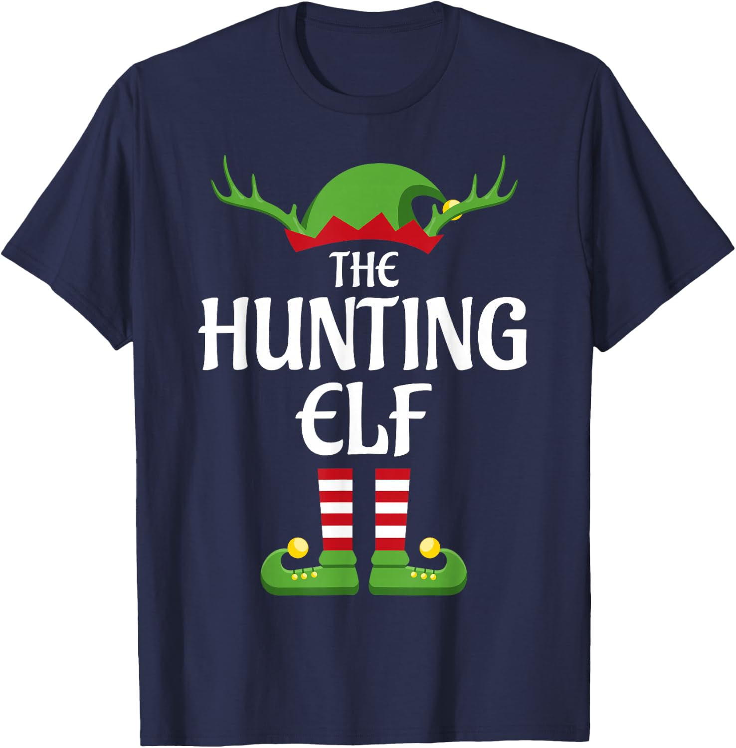 Hunting Elf Family Matching Group Christmas T-Shirt - T-Shirt | Navy