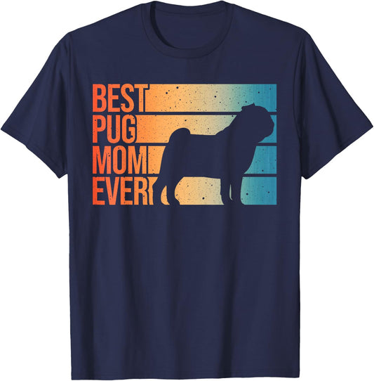 Cute Pug Art For Mom Women Breed Pet Dog Puppy Pug Lovers T-Shirt - T-Shirt | Navy
