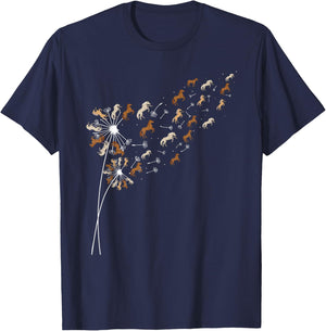 Dandelion Horses - Horse Lover Horseman Equestrian Riding T-Shirt - T-Shirt | Navy