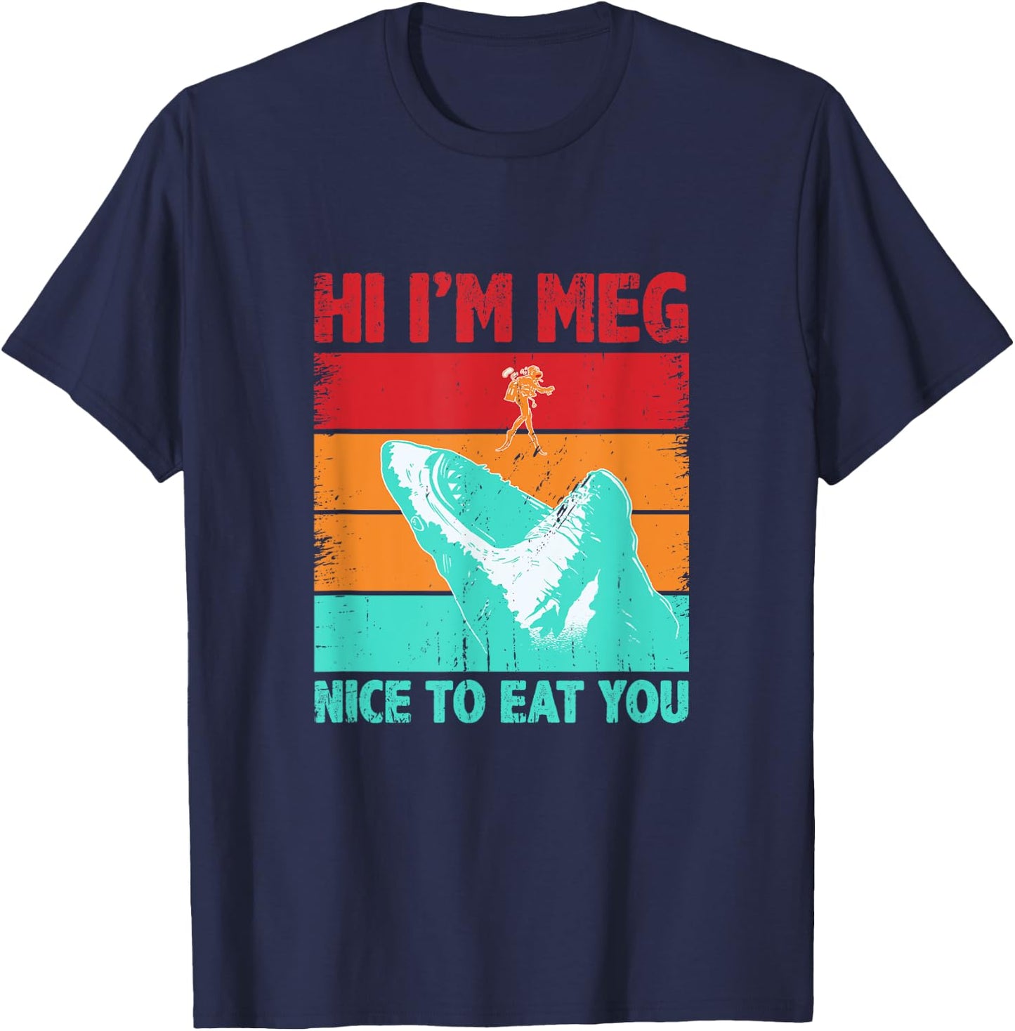 Nice To Eat You Shark Saying Shark Costume Funny Shark Lover T-Shirt - T-Shirt | Navy