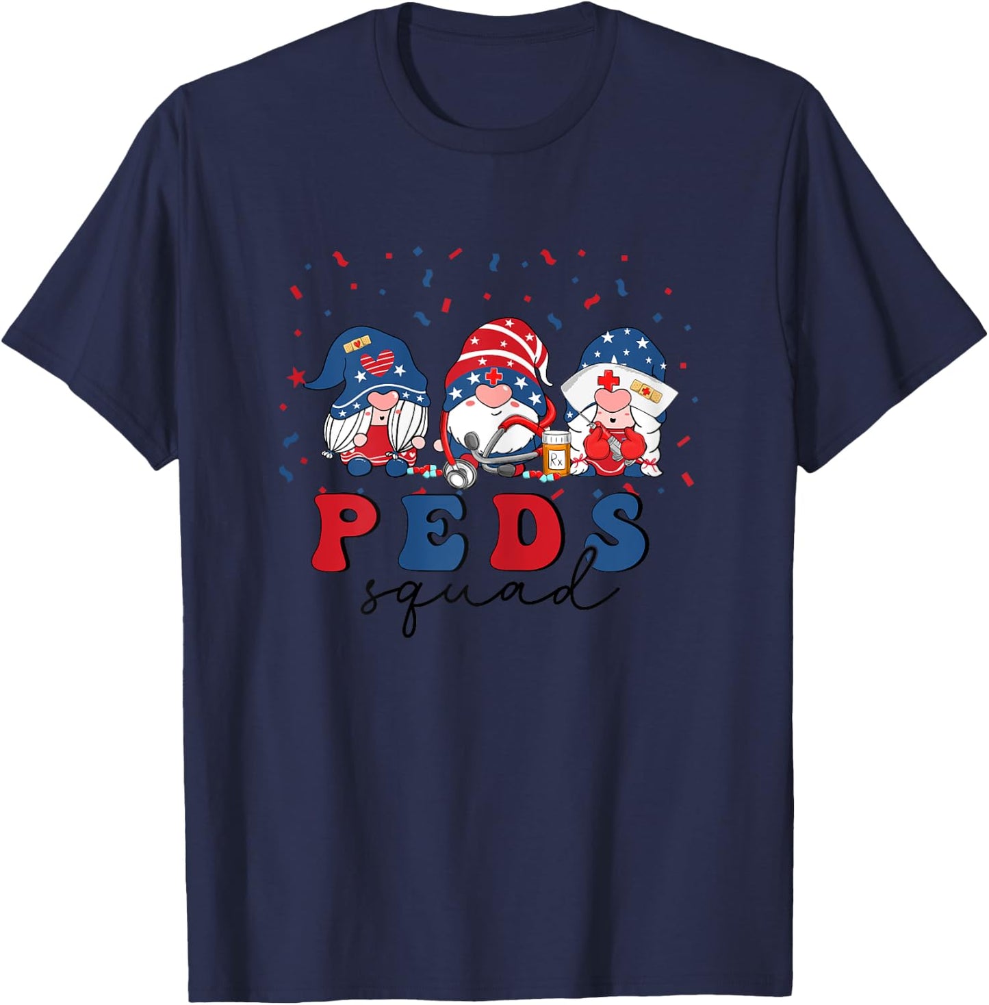 Peds Nurse 4th Of July Pediatric Nursing USA Stethoscope T-Shirt - T-Shirt | Navy