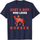Cute Just A Boy Who Loves Horses Animals men and boys T-Shirt - T-Shirt | Navy