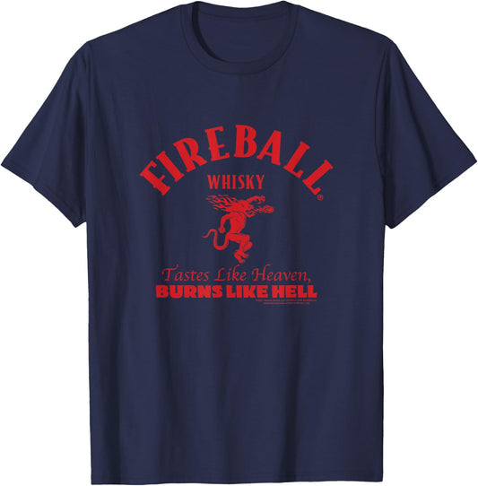 Fireball Cinnamon Whisky Tastes Like Heaven Burns Like Hell T-Shirt - T-Shirt | Navy