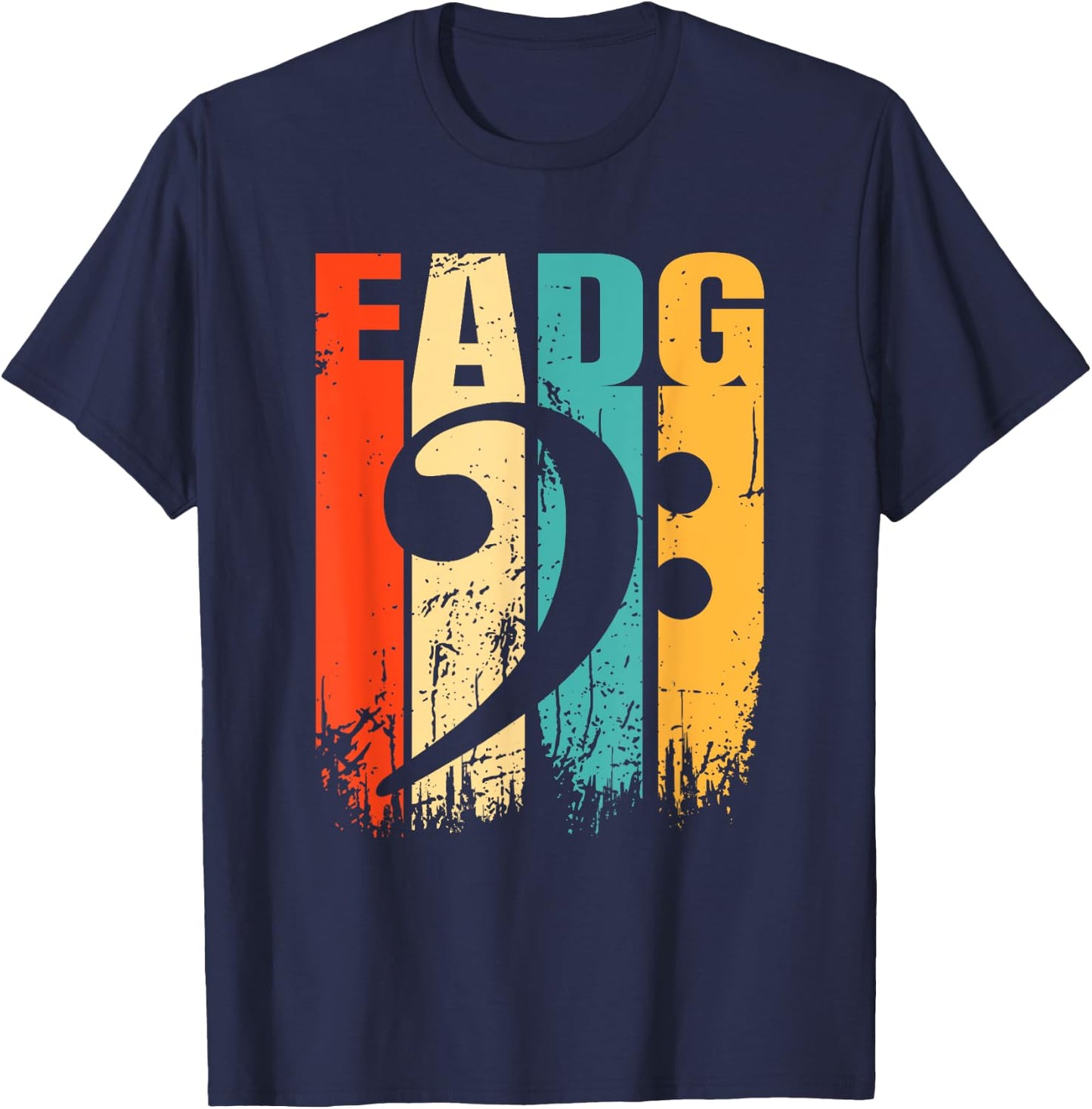 Retro Bass EADG Bass Key Bassist T-Shirt - T-Shirt | Navy