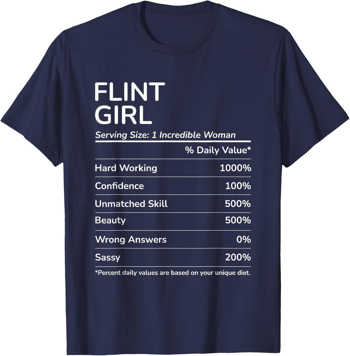 Flint Girl Funny Michigan Hometown T-Shirt - T-Shirt | Navy