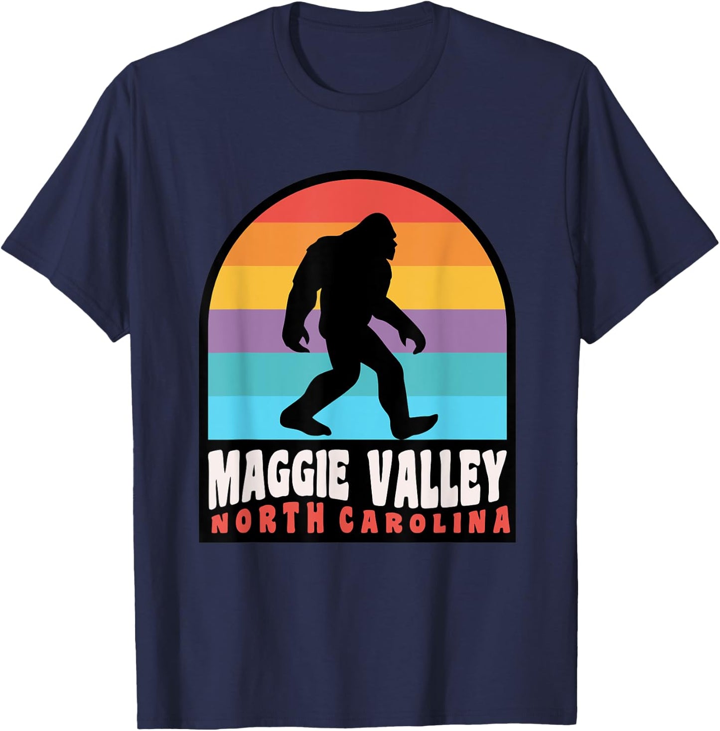 Maggie Valley NC Bigfoot Sasquatch Great Smoky Mountains T-Shirt - T-Shirt | Navy