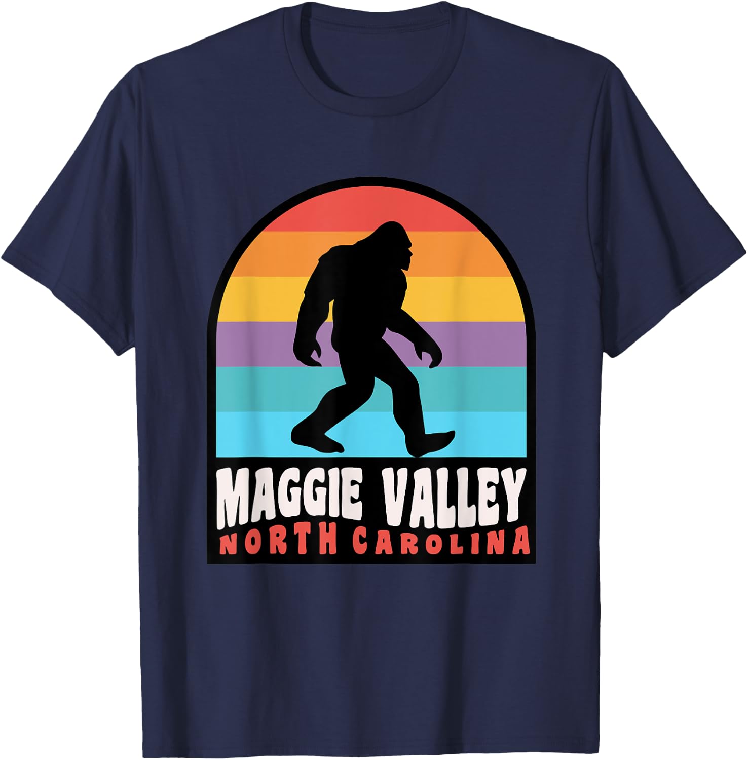 Maggie Valley NC Bigfoot Sasquatch Great Smoky Mountains T-Shirt - T-Shirt | Navy