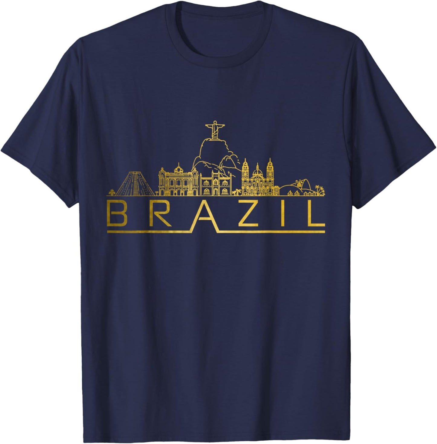 Brazil Skyline Rio De Janeiro Brasil Brasilian Souvenir T-Shirt - T-Shirt | Navy