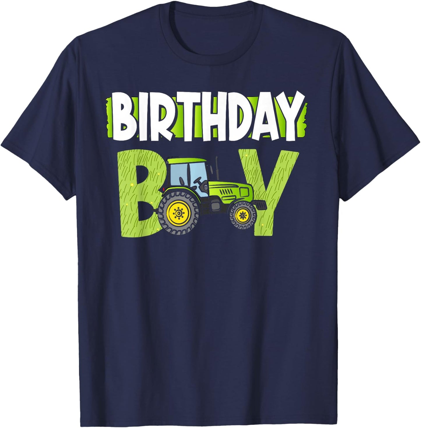 Birthday Boy Family Matching Tractors Farm Trucks Bday T-Shirt - T-Shirt | Navy