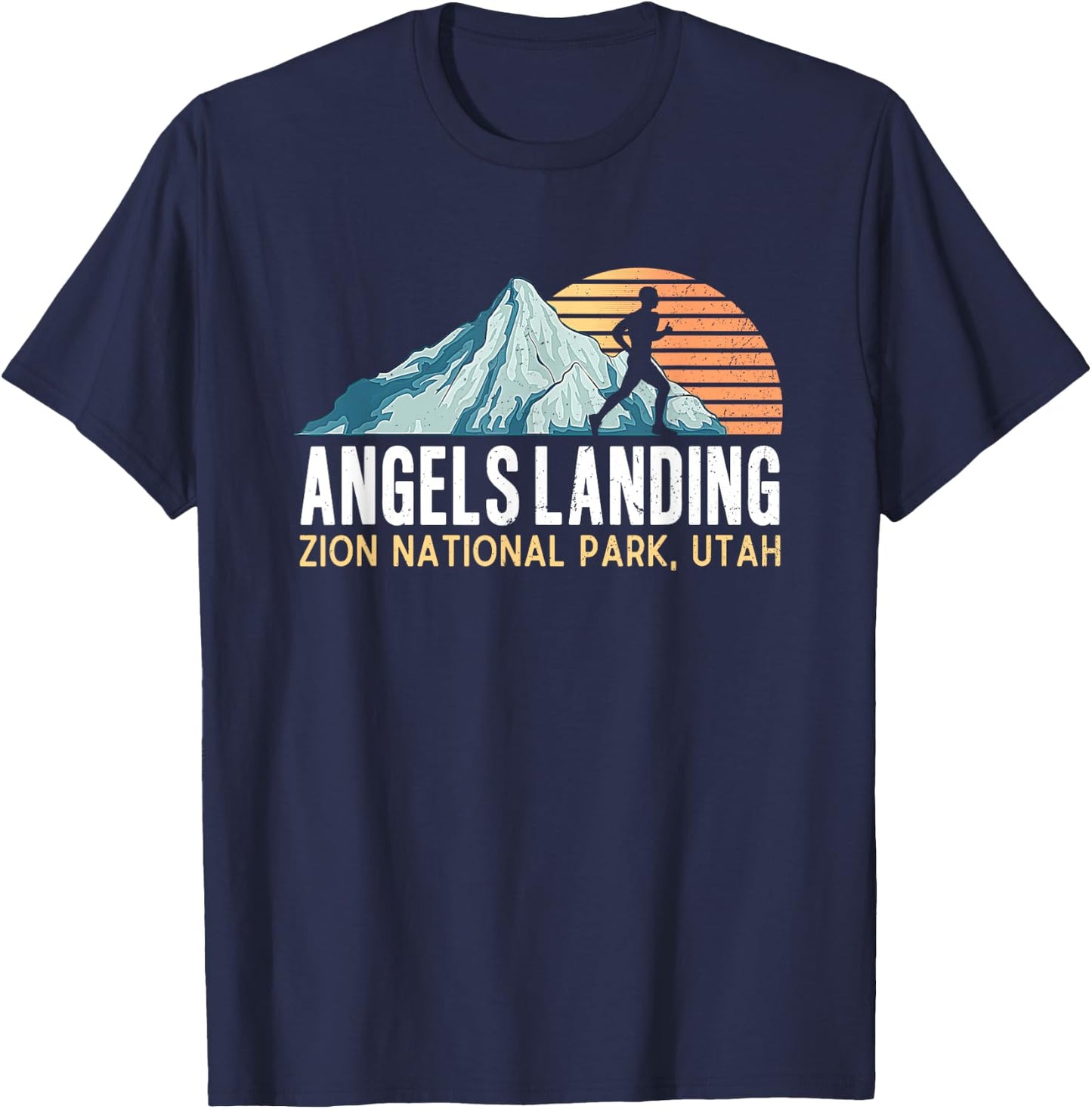 Angels Landing Hiking Trail Vintage Zion National Park Utah T-Shirt - T-Shirt | Navy