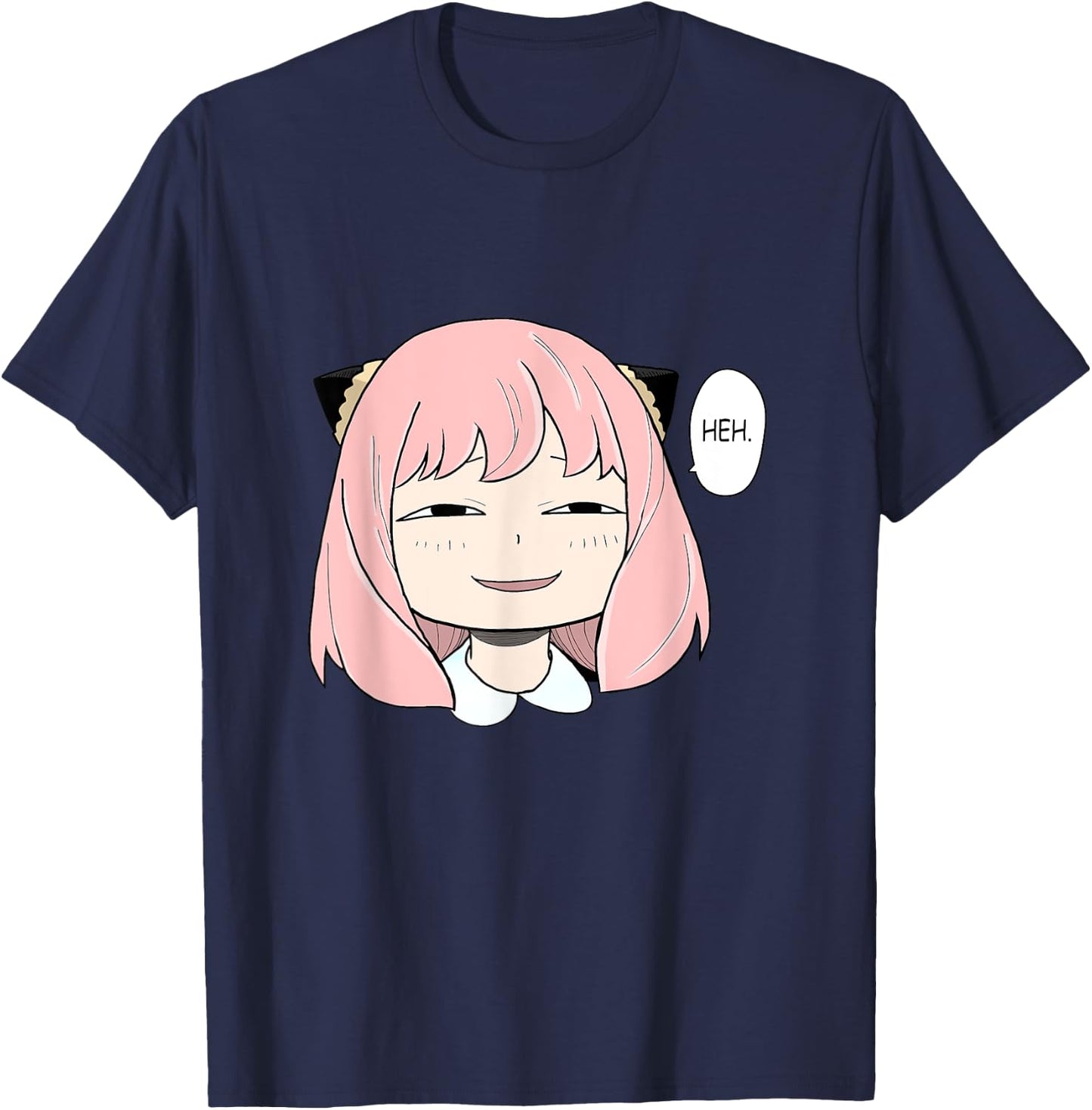 Funny A Cute Girl Emotion Smile heh. For Family Holidays T-Shirt - T-Shirt | Navy