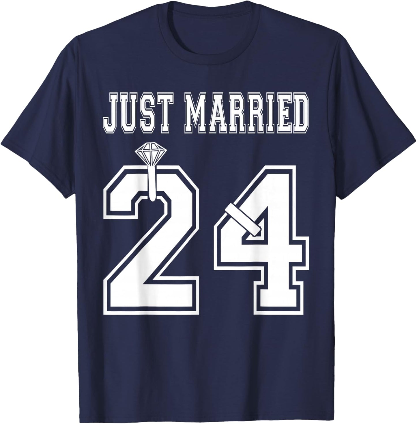 Just Married 2024 Wife Husband Matching Honeymoon T-Shirt - T-Shirt | Navy