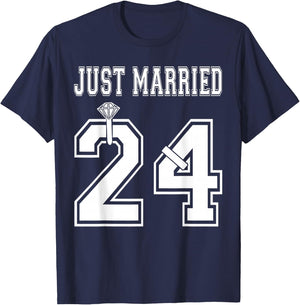 Just Married 2024 Wife Husband Matching Honeymoon T-Shirt - T-Shirt | Navy