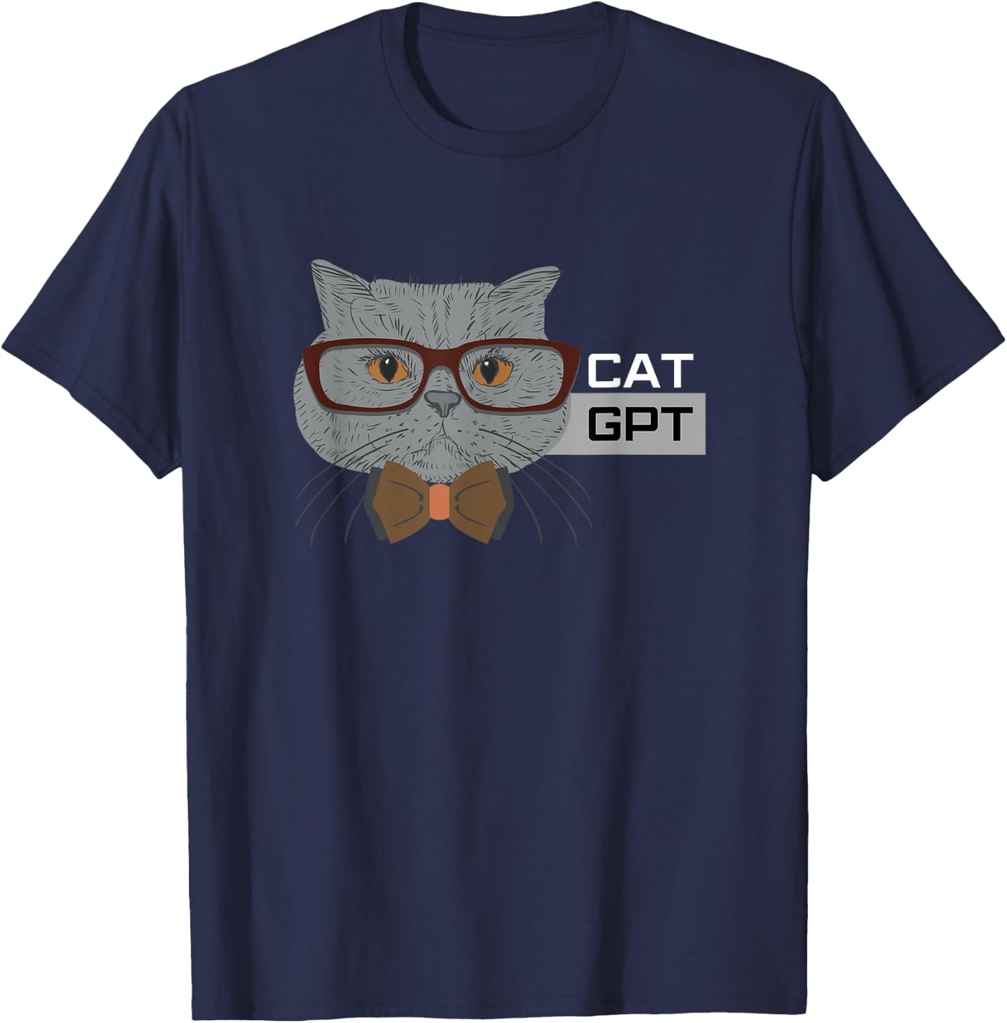 Cat GPT Working Ai Cat , Funny Geek Cat Lovers & Chat GPT T-Shirt - T-Shirt | Navy