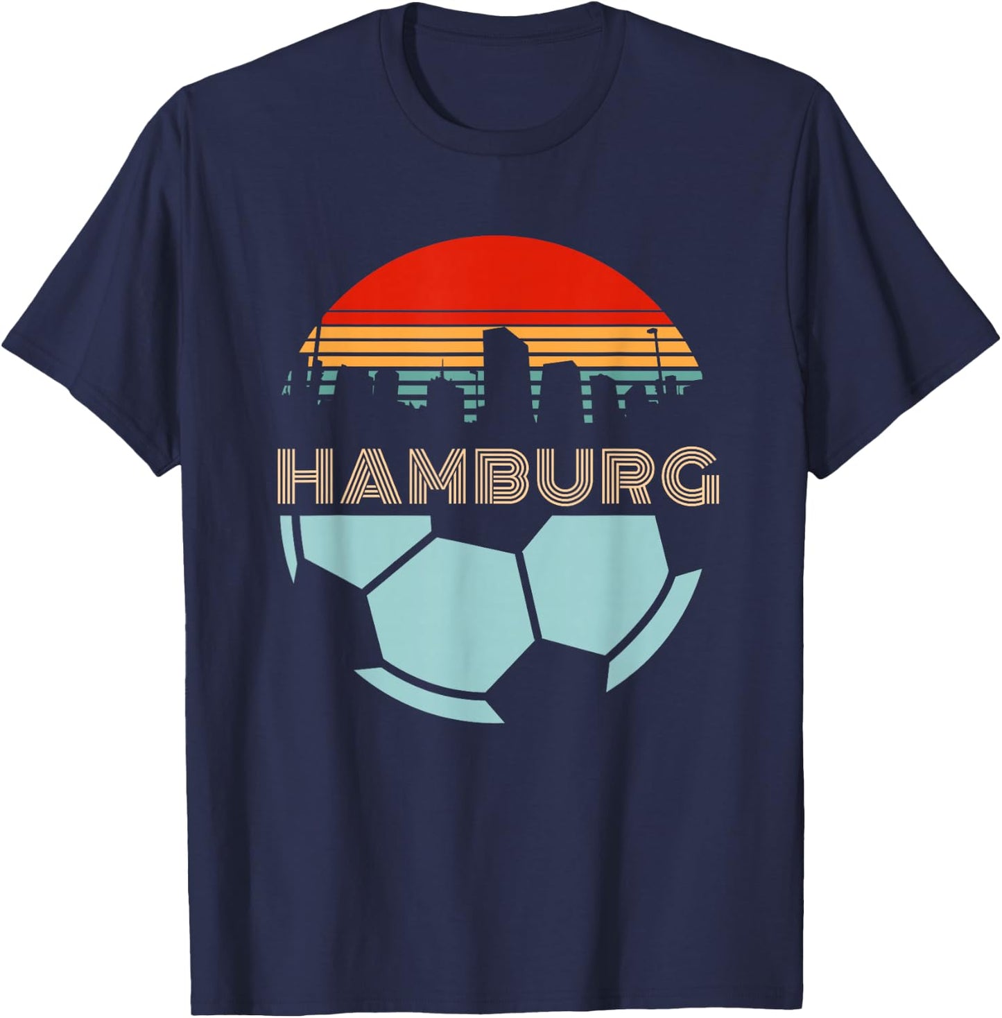Retro Hamburg Football Team Football Fan Football Ball T-Shirt - T-Shirt | Navy