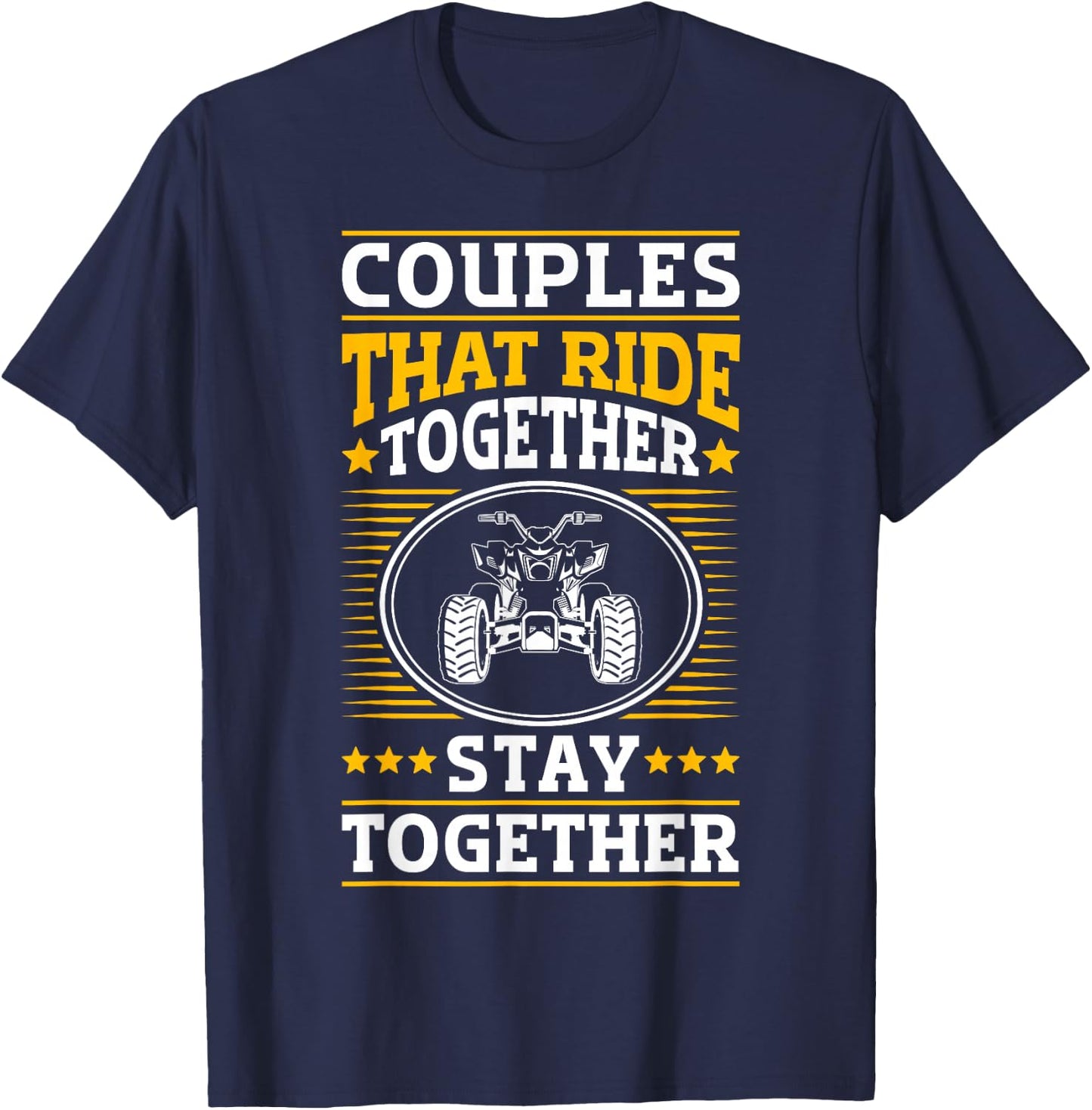 ATV quad biker quad bike vintage couples driving T-Shirt - T-Shirt | Navy