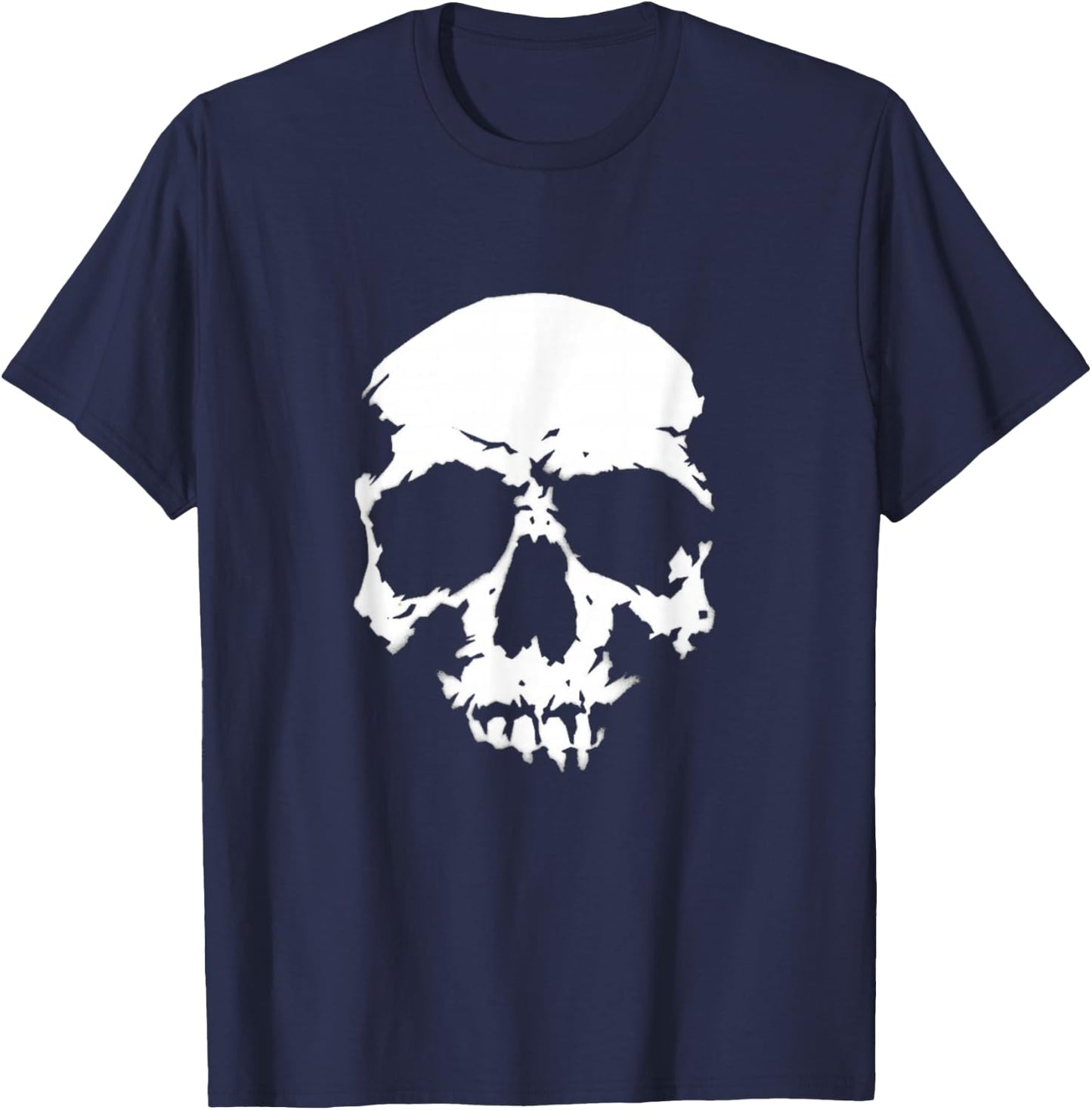 Realistic skull, skull , rice teeth, biker rocker T-Shirt - T-Shirt | Navy