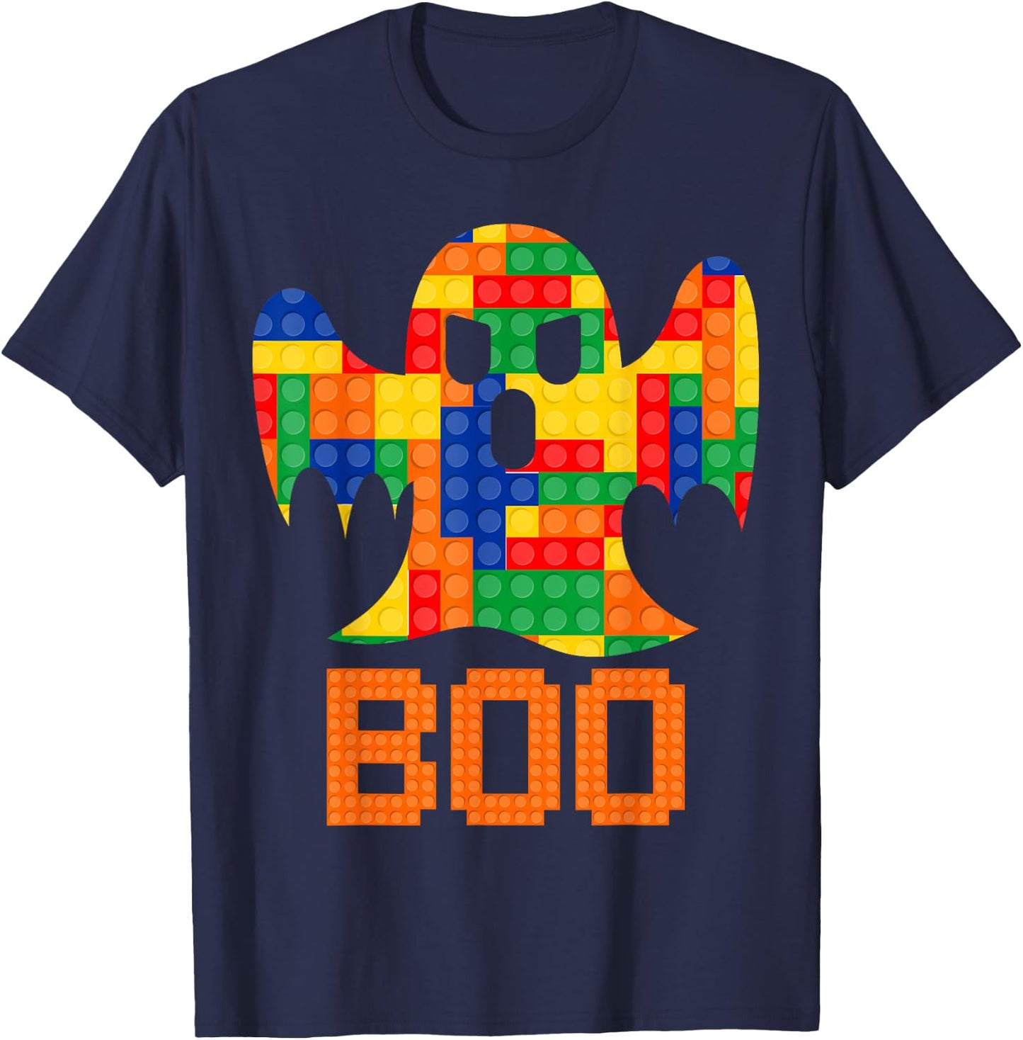 Boo Ghost Master Builder Building Blocks Bricks Halloween T-Shirt - T-Shirt | Navy