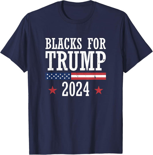 Blacks For Trump 2024 Presidential Election Republican T-Shirt - T-Shirt | Navy