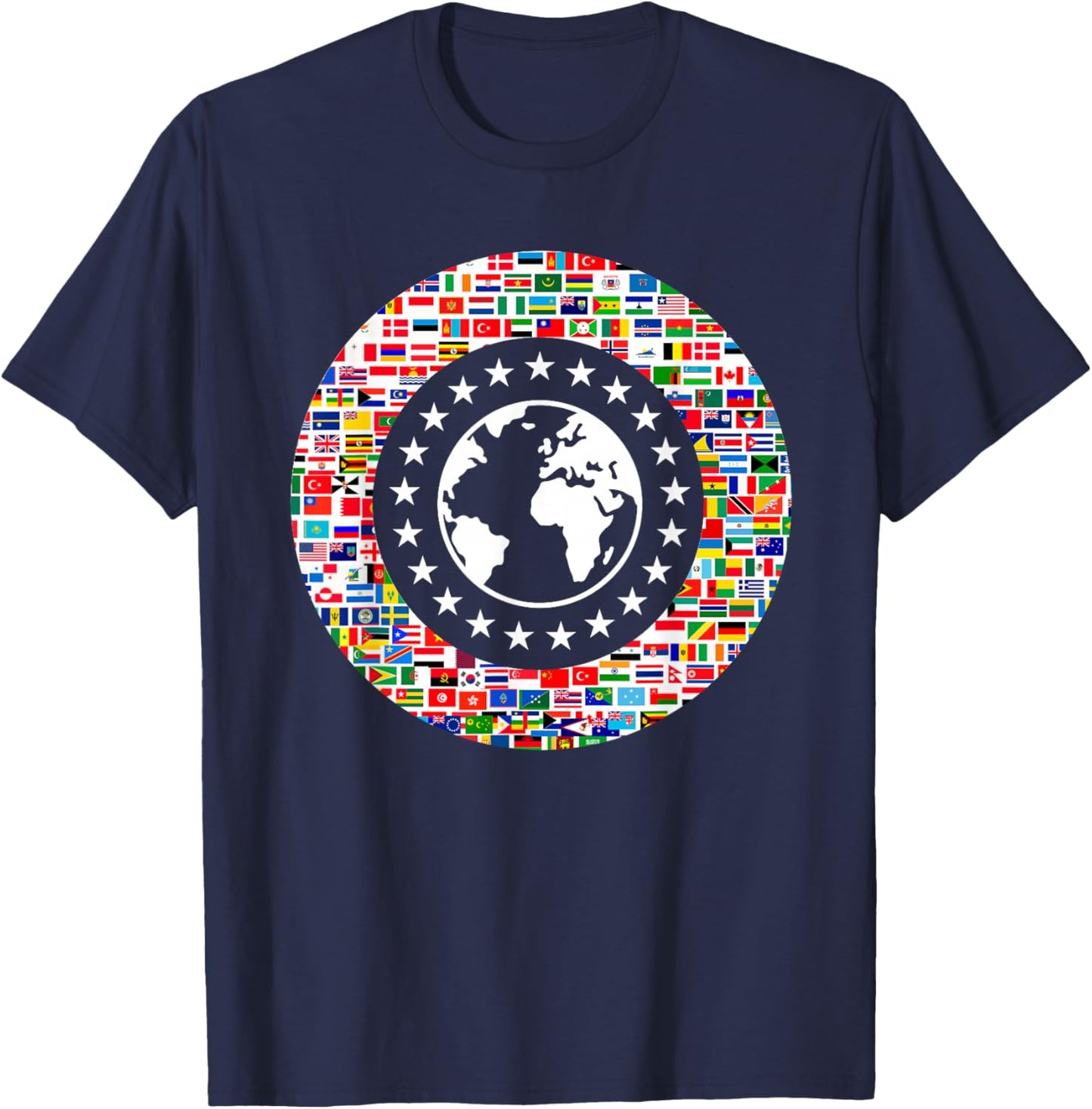 Earth Globe World Flags The Countries of the World Travel T-Shirt - T-Shirt | Navy