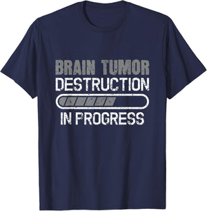 Brain Tumor Destruction In Progress Brain Cancer Awareness T-Shirt - T-Shirt | Navy