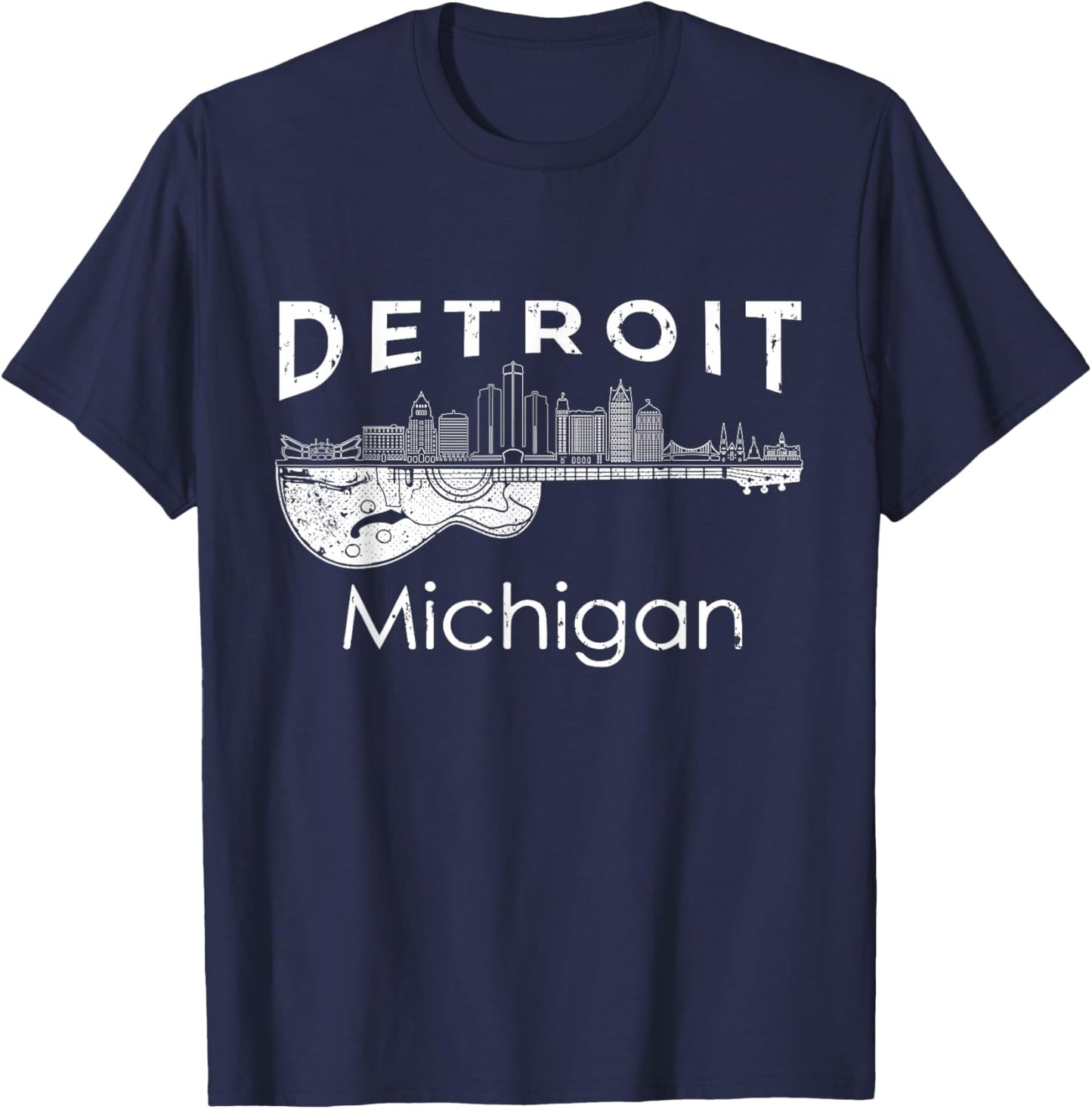 Detroit Souvenir Men Michigan Music Electric Guitar Small T-Shirt - T-Shirt | Navy