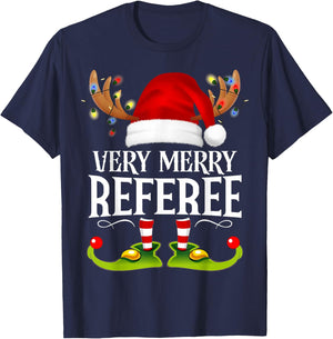 Very Merry X-Mas Referee Matching Christmas T-Shirt - T-Shirt | Navy