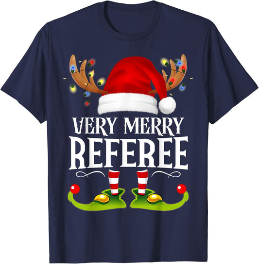 Very Merry X-Mas Referee Matching Christmas T-Shirt - T-Shirt | Navy