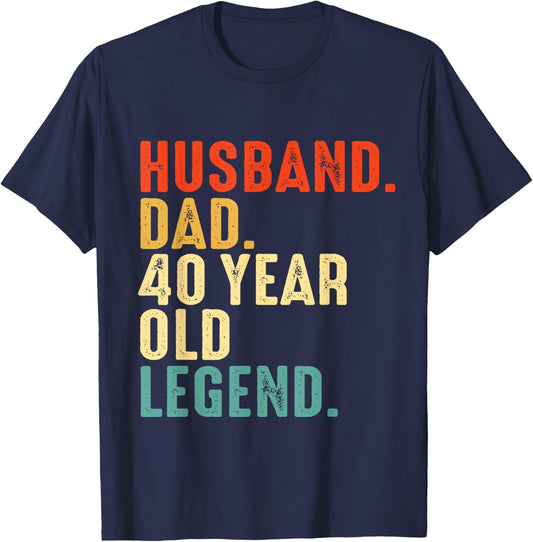 Husband Dad 40 Year Legend 1984 40th Birthday Father's Day T-Shirt - T-Shirt | Navy