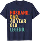Husband Dad 40 Year Legend 1984 40th Birthday Father's Day T-Shirt - T-Shirt | Navy