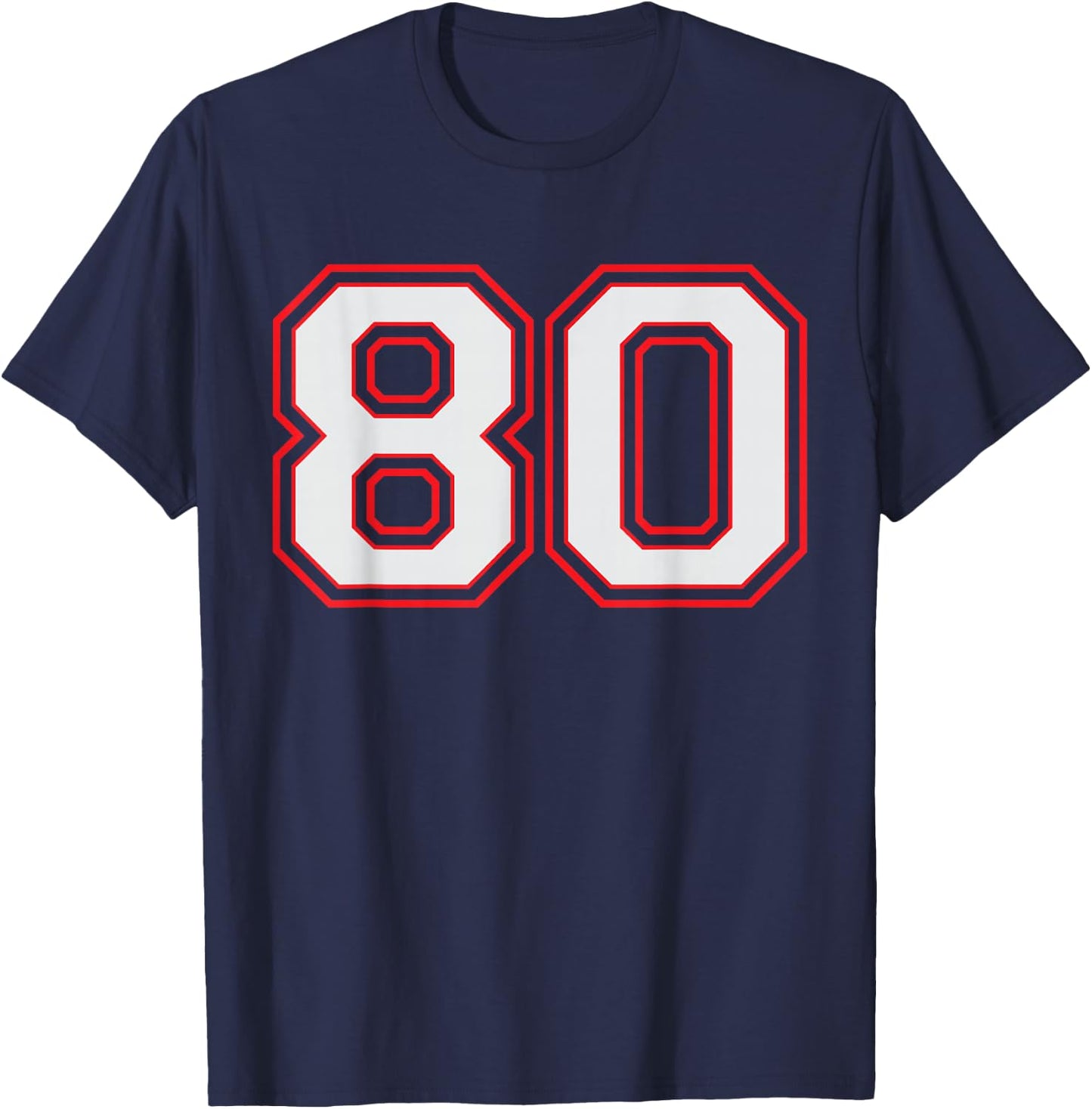 Red Number 80 Sports Player Jersey Fun Game Winner #80 Lucky T-Shirt - T-Shirt | Navy