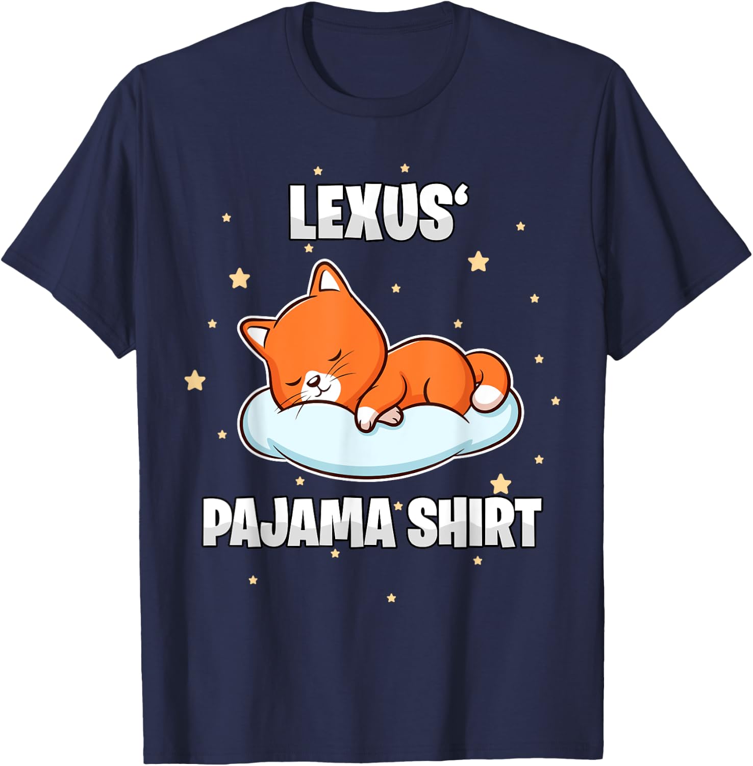 Lexus' Pajama Shirt - Personalized Sleeping T-Shirt - T-Shirt | Navy