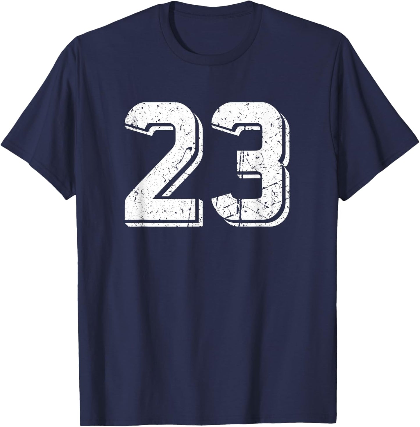 Number #23 White Retro Sports T-Shirt - T-Shirt | Navy