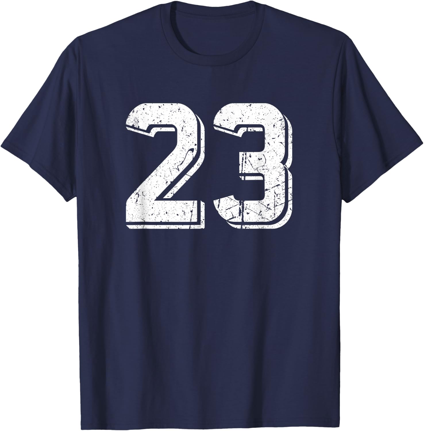 Number #23 White Retro Sports T-Shirt - T-Shirt | Navy