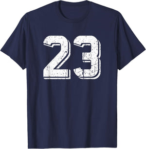 Number #23 White Retro Sports T-Shirt - T-Shirt | Navy