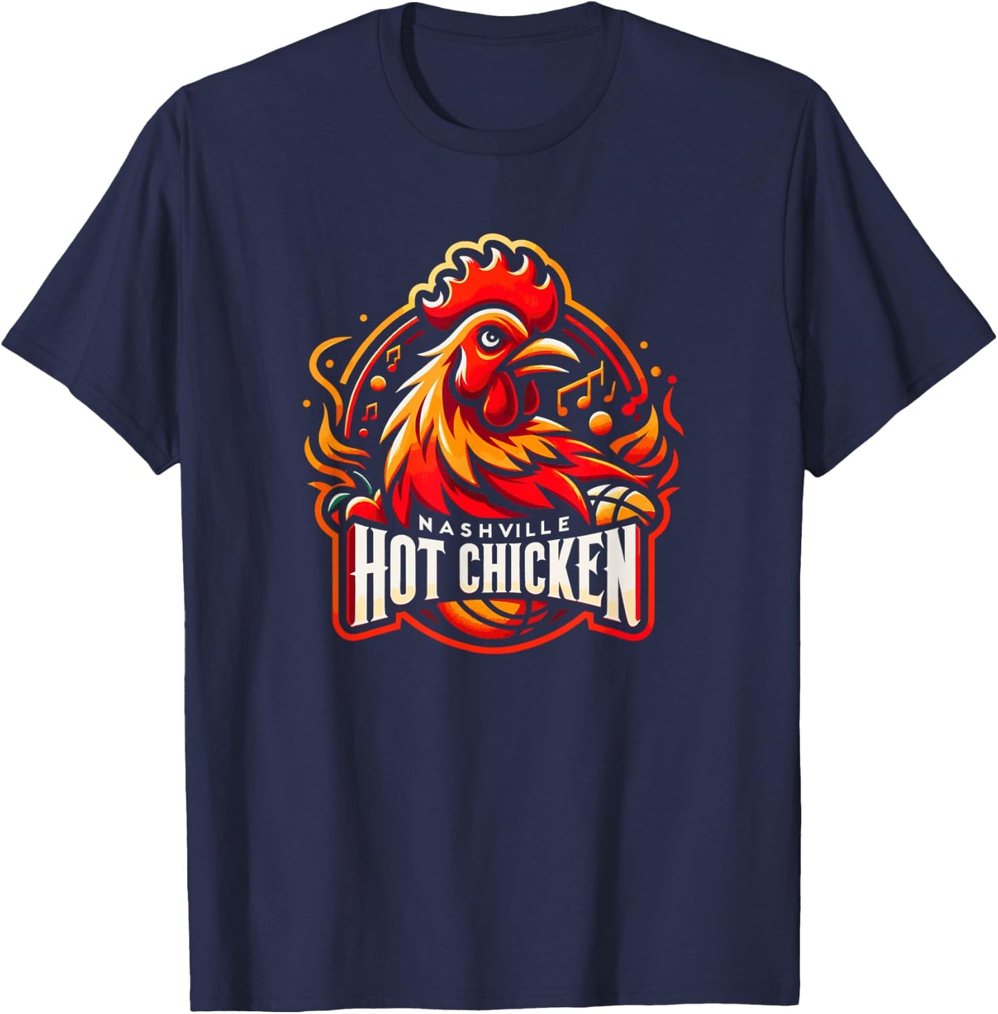 Nashville Hot Chicken Local Food Sports Team Parody T-Shirt - T-Shirt | Navy