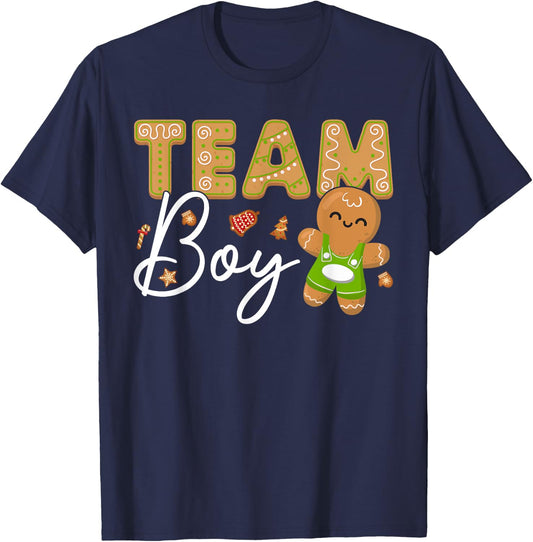 Gingerbread Christmas Team Girl Gender Reveal Baby Shower T-Shirt - T-Shirt | Navy