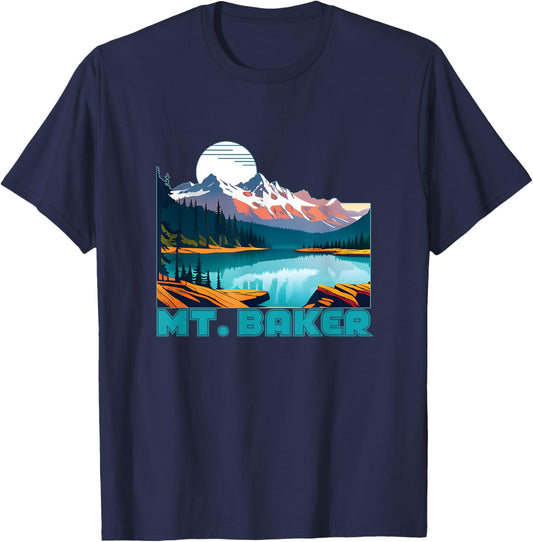 Mt. Baker Souvenir Apparel - Retro Vintage Mt. Baker T-Shirt - T-Shirt | Navy